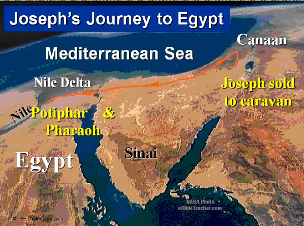 Bible map of Joseph's journey to Egypt